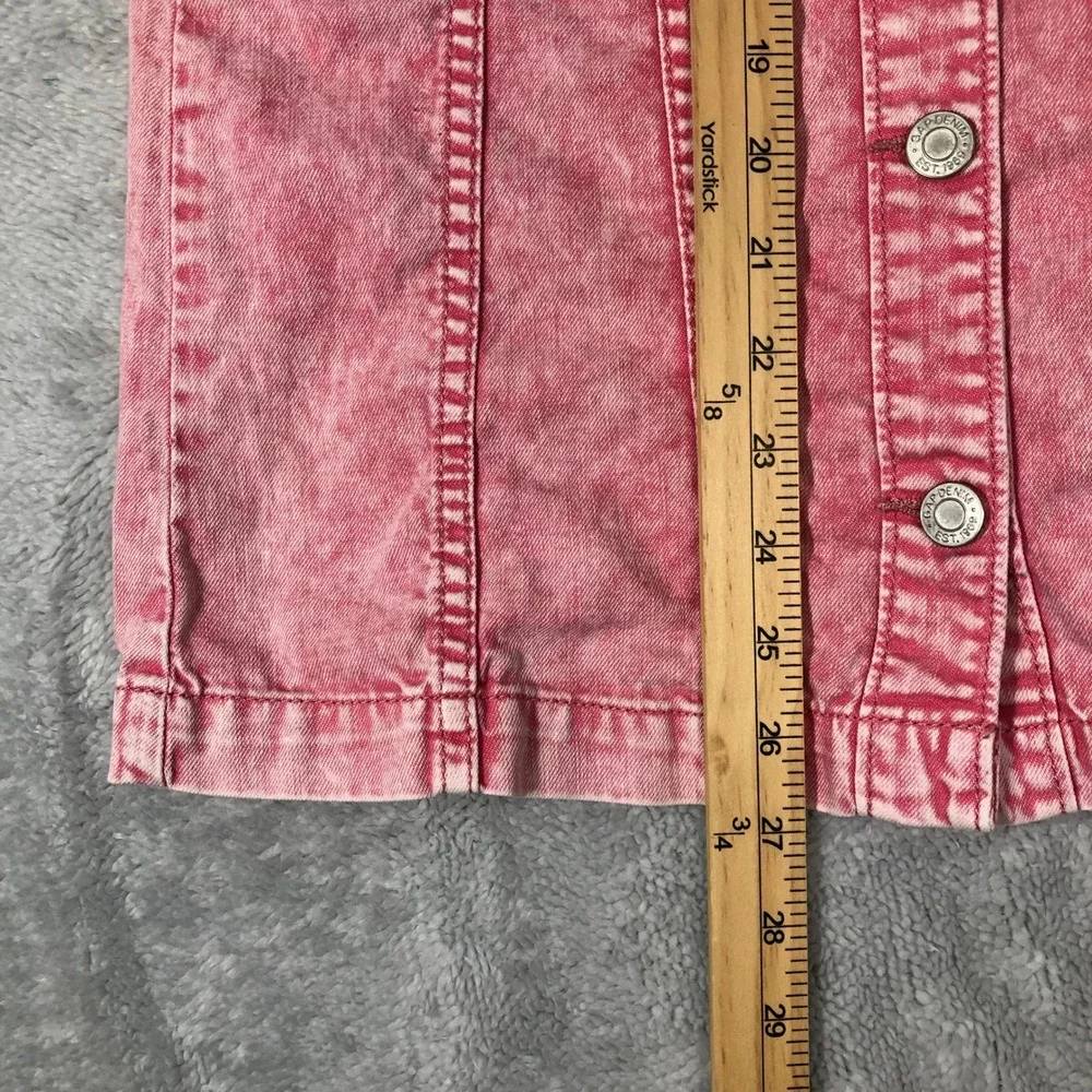 Gap Denim Dress Girls Size Medium Pink Acid Wash Short Sleeve Button Front